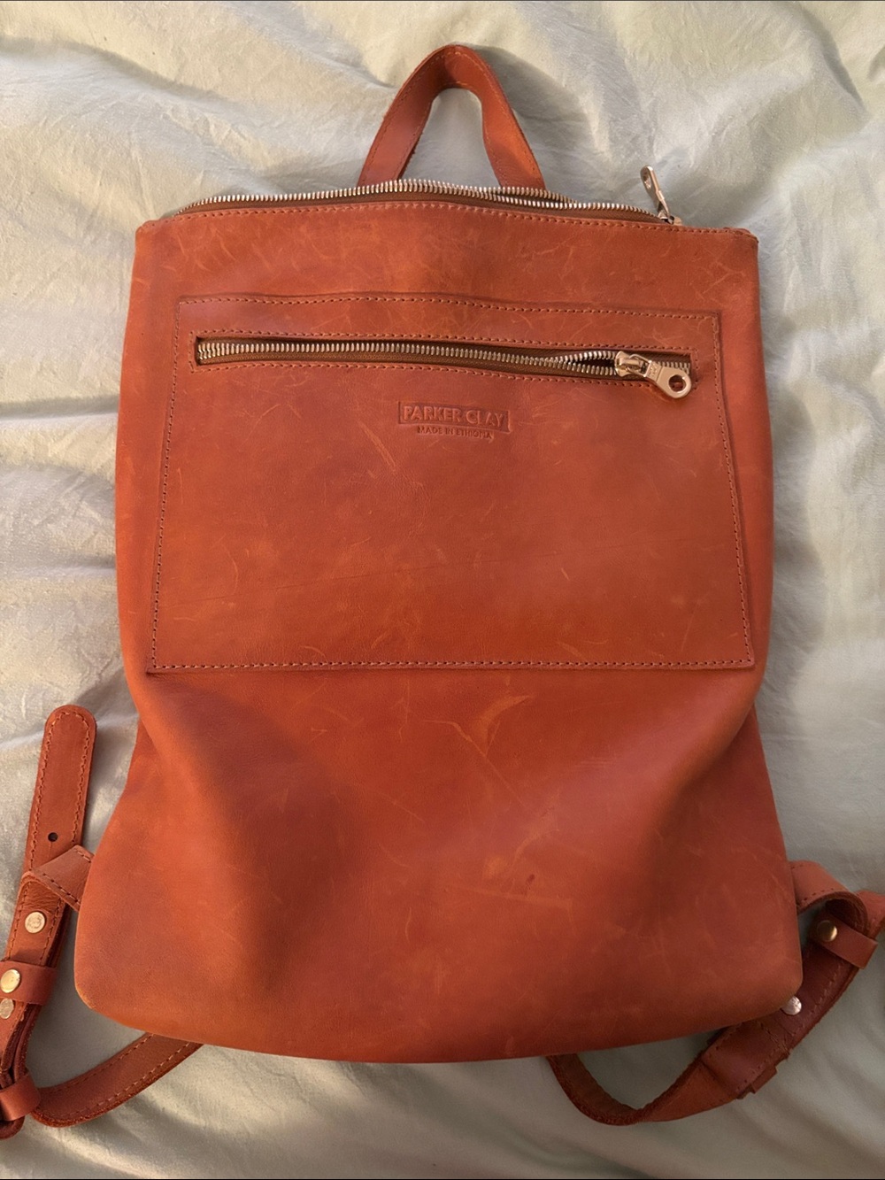 Frye Genuine Leather Backpack in Rust Brown